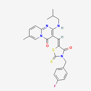 3-{(Z)-[3-(4-fluorobenzyl)-4-oxo-2-thioxo-1,3-thiazolidin-5-ylidene]methyl}-7-methyl-2-[(2-methylpropyl)amino]-4H-pyrido[1,2-a]pyrimidin-4-one