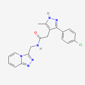 2-[5-(4-chlorophenyl)-3-methyl-1H-pyrazol-4-yl]-N-([1,2,4]triazolo[4,3-a]pyridin-3-ylmethyl)acetamide