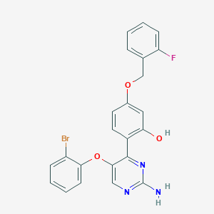 2-[2-Amino-5-(2-bromophenoxy)pyrimidin-4-yl]-5-[(2-fluorophenyl)methoxy]phenol