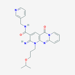 6-imino-2-oxo-7-(3-propan-2-yloxypropyl)-N-(pyridin-3-ylmethyl)-1,7,9-triazatricyclo[8.4.0.03,8]tetradeca-3(8),4,9,11,13-pentaene-5-carboxamide