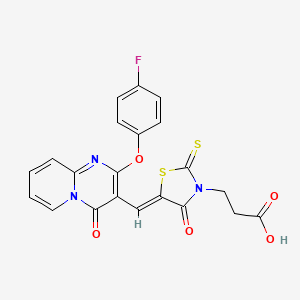 molecular formula C21H14FN3O5S2 B11141184 3-[(5Z)-5-{[2-(4-fluorophenoxy)-4-oxo-4H-pyrido[1,2-a]pyrimidin-3-yl]methylidene}-4-oxo-2-thioxo-1,3-thiazolidin-3-yl]propanoic acid 