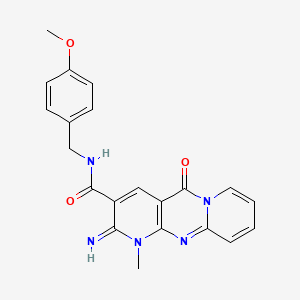 6-imino-N-[(4-methoxyphenyl)methyl]-7-methyl-2-oxo-1,7,9-triazatricyclo[8.4.0.0^{3,8}]tetradeca-3(8),4,9,11,13-pentaene-5-carboxamide