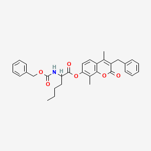 molecular formula C32H33NO6 B11141225 3-benzyl-4,8-dimethyl-2-oxo-2H-chromen-7-yl N-[(benzyloxy)carbonyl]norleucinate 