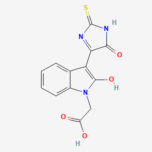 [(3Z)-2-oxo-3-(5-oxo-2-thioxoimidazolidin-4-ylidene)-2,3-dihydro-1H-indol-1-yl]acetic acid