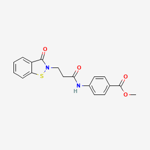 molecular formula C18H16N2O4S B11141281 methyl 4-({3-[3-oxo-1,2-benzisothiazol-2(3H)-yl]propanoyl}amino)benzoate 