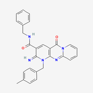 N-benzyl-6-imino-7-[(4-methylphenyl)methyl]-2-oxo-1,7,9-triazatricyclo[8.4.0.03,8]tetradeca-3(8),4,9,11,13-pentaene-5-carboxamide