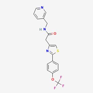 molecular formula C18H14F3N3O2S B11141288 N-(pyridin-3-ylmethyl)-2-{2-[4-(trifluoromethoxy)phenyl]-1,3-thiazol-4-yl}acetamide 