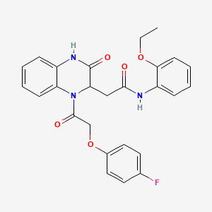 molecular formula C26H24FN3O5 B11141308 N-(2-ethoxyphenyl)-2-{1-[(4-fluorophenoxy)acetyl]-3-oxo-1,2,3,4-tetrahydroquinoxalin-2-yl}acetamide 