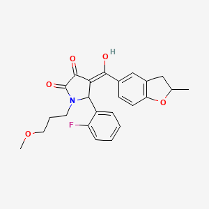 molecular formula C24H24FNO5 B11141319 5-(2-fluorophenyl)-3-hydroxy-1-(3-methoxypropyl)-4-[(2-methyl-2,3-dihydro-1-benzofuran-5-yl)carbonyl]-1,5-dihydro-2H-pyrrol-2-one 