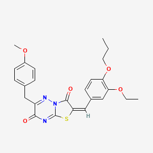 (2E)-2-(3-ethoxy-4-propoxybenzylidene)-6-(4-methoxybenzyl)-7H-[1,3]thiazolo[3,2-b][1,2,4]triazine-3,7(2H)-dione