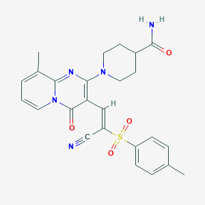 1-(3-{(E)-2-cyano-2-[(4-methylphenyl)sulfonyl]ethenyl}-9-methyl-4-oxo-4H-pyrido[1,2-a]pyrimidin-2-yl)piperidine-4-carboxamide