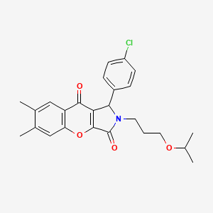 molecular formula C25H26ClNO4 B11141339 1-(4-Chlorophenyl)-6,7-dimethyl-2-[3-(propan-2-yloxy)propyl]-1,2-dihydrochromeno[2,3-c]pyrrole-3,9-dione 