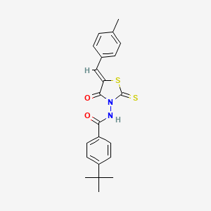 molecular formula C22H22N2O2S2 B11141348 4-tert-butyl-N-[(5Z)-5-(4-methylbenzylidene)-4-oxo-2-thioxo-1,3-thiazolidin-3-yl]benzamide 