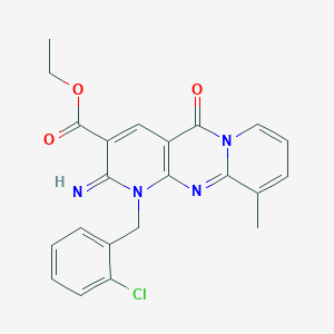 ethyl 7-[(2-chlorophenyl)methyl]-6-imino-11-methyl-2-oxo-1,7,9-triazatricyclo[8.4.0.03,8]tetradeca-3(8),4,9,11,13-pentaene-5-carboxylate