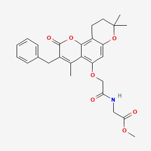 methyl N-{[(3-benzyl-4,8,8-trimethyl-2-oxo-9,10-dihydro-2H,8H-pyrano[2,3-f]chromen-5-yl)oxy]acetyl}glycinate