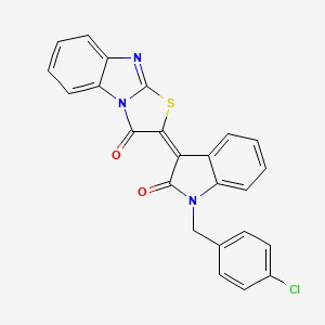 molecular formula C24H14ClN3O2S B11141472 (2E)-2-[1-(4-chlorobenzyl)-2-oxo-1,2-dihydro-3H-indol-3-ylidene][1,3]thiazolo[3,2-a]benzimidazol-3(2H)-one 