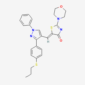 2-morpholino-5-((Z)-1-{1-phenyl-3-[4-(propylsulfanyl)phenyl]-1H-pyrazol-4-yl}methylidene)-1,3-thiazol-4-one