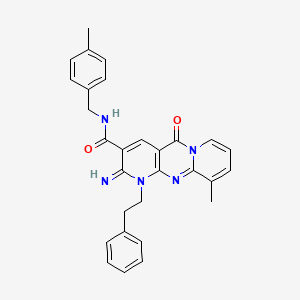 molecular formula C29H27N5O2 B11141494 6-imino-11-methyl-N-[(4-methylphenyl)methyl]-2-oxo-7-(2-phenylethyl)-1,7,9-triazatricyclo[8.4.0.03,8]tetradeca-3(8),4,9,11,13-pentaene-5-carboxamide 