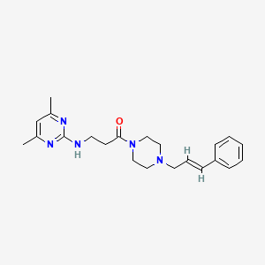 molecular formula C22H29N5O B11141497 3-[(4,6-dimethyl-2-pyrimidinyl)amino]-1-{4-[(E)-3-phenyl-2-propenyl]piperazino}-1-propanone 