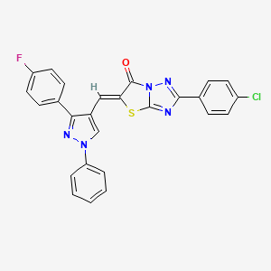 (5Z)-2-(4-chlorophenyl)-5-{[3-(4-fluorophenyl)-1-phenyl-1H-pyrazol-4-yl]methylidene}[1,3]thiazolo[3,2-b][1,2,4]triazol-6(5H)-one