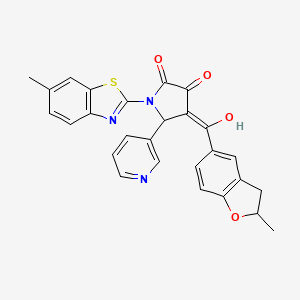 molecular formula C27H21N3O4S B11141541 3-hydroxy-1-(6-methyl-1,3-benzothiazol-2-yl)-4-[(2-methyl-2,3-dihydro-1-benzofuran-5-yl)carbonyl]-5-(pyridin-3-yl)-1,5-dihydro-2H-pyrrol-2-one 