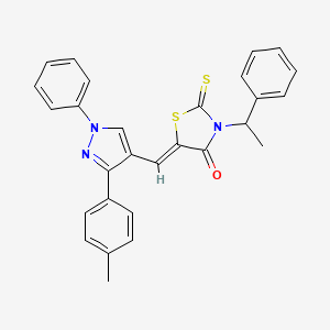 (5Z)-5-{[3-(4-methylphenyl)-1-phenyl-1H-pyrazol-4-yl]methylidene}-3-(1-phenylethyl)-2-thioxo-1,3-thiazolidin-4-one