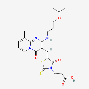 3-{(5Z)-5-[(9-methyl-4-oxo-2-{[3-(propan-2-yloxy)propyl]amino}-4H-pyrido[1,2-a]pyrimidin-3-yl)methylidene]-4-oxo-2-thioxo-1,3-thiazolidin-3-yl}propanoic acid