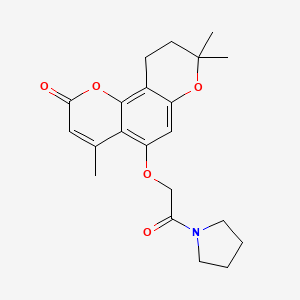 4,8,8-trimethyl-5-[2-oxo-2-(pyrrolidin-1-yl)ethoxy]-9,10-dihydro-2H,8H-pyrano[2,3-f]chromen-2-one