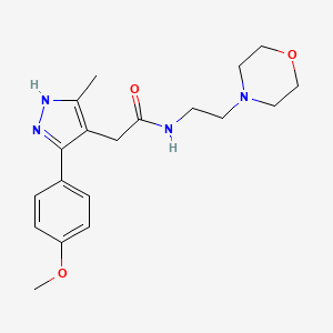 molecular formula C19H26N4O3 B11141574 2-[5-(4-methoxyphenyl)-3-methyl-1H-pyrazol-4-yl]-N-(2-morpholinoethyl)acetamide 