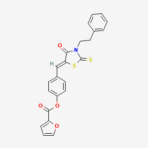 4-{(Z)-[4-oxo-3-(2-phenylethyl)-2-thioxo-1,3-thiazolidin-5-ylidene]methyl}phenyl furan-2-carboxylate