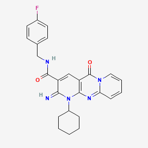 7-cyclohexyl-N-[(4-fluorophenyl)methyl]-6-imino-2-oxo-1,7,9-triazatricyclo[8.4.0.03,8]tetradeca-3(8),4,9,11,13-pentaene-5-carboxamide