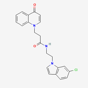 molecular formula C22H20ClN3O2 B11141620 N-[2-(6-chloro-1H-indol-1-yl)ethyl]-3-[4-oxo-1(4H)-quinolinyl]propanamide 