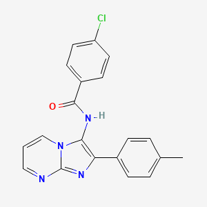 molecular formula C20H15ClN4O B11141697 4-chloro-N-[2-(4-methylphenyl)imidazo[1,2-a]pyrimidin-3-yl]benzamide 