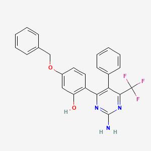 molecular formula C24H18F3N3O2 B11141720 2-[2-Amino-5-phenyl-6-(trifluoromethyl)pyrimidin-4-yl]-5-(benzyloxy)phenol 