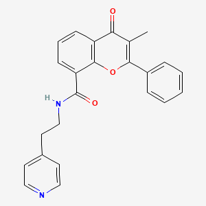 molecular formula C24H20N2O3 B11141760 3-methyl-4-oxo-2-phenyl-N-[2-(4-pyridyl)ethyl]-4H-chromene-8-carboxamide 