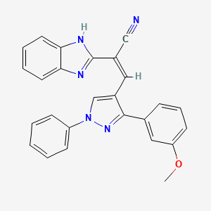 molecular formula C26H19N5O B11141769 (2Z)-2-(1H-benzimidazol-2-yl)-3-[3-(3-methoxyphenyl)-1-phenyl-1H-pyrazol-4-yl]prop-2-enenitrile 