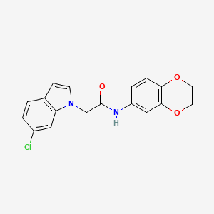 molecular formula C18H15ClN2O3 B11141770 2-(6-chloro-1H-indol-1-yl)-N-(2,3-dihydro-1,4-benzodioxin-6-yl)acetamide 