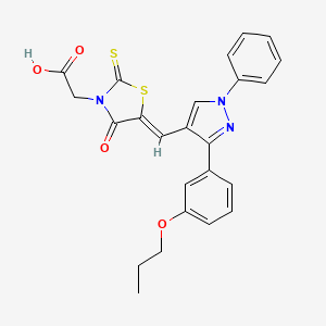 molecular formula C24H21N3O4S2 B11141785 [(5Z)-4-oxo-5-{[1-phenyl-3-(3-propoxyphenyl)-1H-pyrazol-4-yl]methylidene}-2-thioxo-1,3-thiazolidin-3-yl]acetic acid 