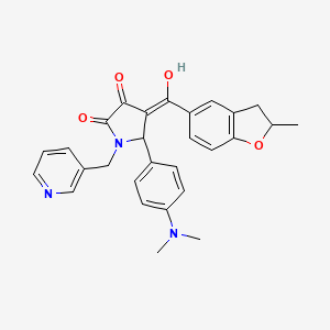 molecular formula C28H27N3O4 B11141807 5-[4-(dimethylamino)phenyl]-3-hydroxy-4-[(2-methyl-2,3-dihydro-1-benzofuran-5-yl)carbonyl]-1-(pyridin-3-ylmethyl)-1,5-dihydro-2H-pyrrol-2-one 