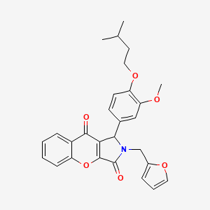 molecular formula C28H27NO6 B11141971 2-(Furan-2-ylmethyl)-1-[3-methoxy-4-(3-methylbutoxy)phenyl]-1,2-dihydrochromeno[2,3-c]pyrrole-3,9-dione 