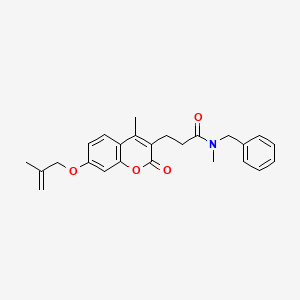 molecular formula C25H27NO4 B11142001 N-benzyl-N-methyl-3-{4-methyl-7-[(2-methylallyl)oxy]-2-oxo-2H-chromen-3-yl}propanamide 