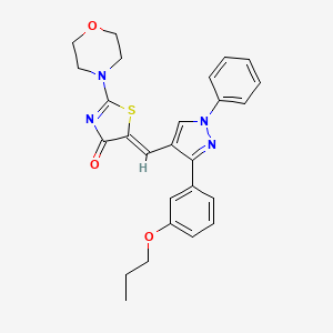 molecular formula C26H26N4O3S B11142004 2-morpholino-5-{(Z)-1-[1-phenyl-3-(3-propoxyphenyl)-1H-pyrazol-4-yl]methylidene}-1,3-thiazol-4-one 