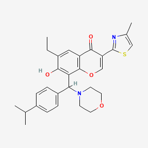 6-ethyl-7-hydroxy-3-(4-methyl-1,3-thiazol-2-yl)-8-{morpholin-4-yl[4-(propan-2-yl)phenyl]methyl}-4H-chromen-4-one