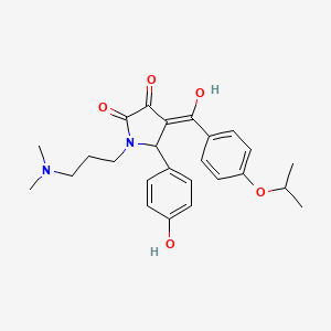 molecular formula C25H30N2O5 B11142119 1-[3-(dimethylamino)propyl]-3-hydroxy-5-(4-hydroxyphenyl)-4-{[4-(propan-2-yloxy)phenyl]carbonyl}-1,5-dihydro-2H-pyrrol-2-one 