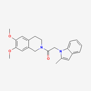 molecular formula C22H24N2O3 B11142174 1-(6,7-dimethoxy-3,4-dihydroisoquinolin-2(1H)-yl)-2-(2-methyl-1H-indol-1-yl)ethanone 