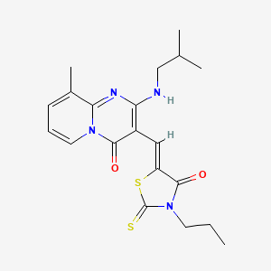 molecular formula C20H24N4O2S2 B11142192 9-methyl-2-[(2-methylpropyl)amino]-3-[(Z)-(4-oxo-3-propyl-2-thioxo-1,3-thiazolidin-5-ylidene)methyl]-4H-pyrido[1,2-a]pyrimidin-4-one 