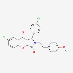 molecular formula C26H19Cl2NO4 B11142211 7-Chloro-1-(4-chlorophenyl)-2-[2-(4-methoxyphenyl)ethyl]-1,2-dihydrochromeno[2,3-c]pyrrole-3,9-dione 