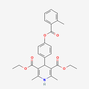 Diethyl 2,6-dimethyl-4-(4-{[(2-methylphenyl)carbonyl]oxy}phenyl)-1,4-dihydropyridine-3,5-dicarboxylate