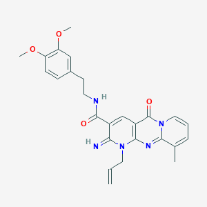 N-[2-(3,4-dimethoxyphenyl)ethyl]-6-imino-11-methyl-2-oxo-7-prop-2-enyl-1,7,9-triazatricyclo[8.4.0.03,8]tetradeca-3(8),4,9,11,13-pentaene-5-carboxamide