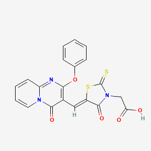 {(5Z)-4-oxo-5-[(4-oxo-2-phenoxy-4H-pyrido[1,2-a]pyrimidin-3-yl)methylidene]-2-thioxo-1,3-thiazolidin-3-yl}acetic acid